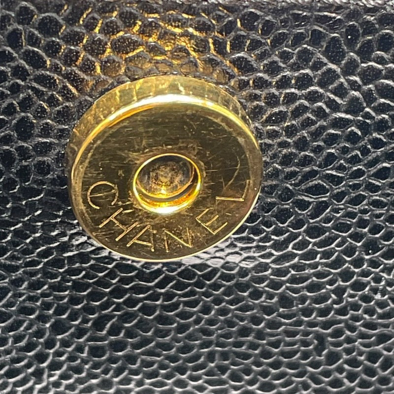 シャネル CHANEL ターンロック バーティカルトート 5番台 ブラック ゴールド金具 キャビアスキン レディース トートバッグ