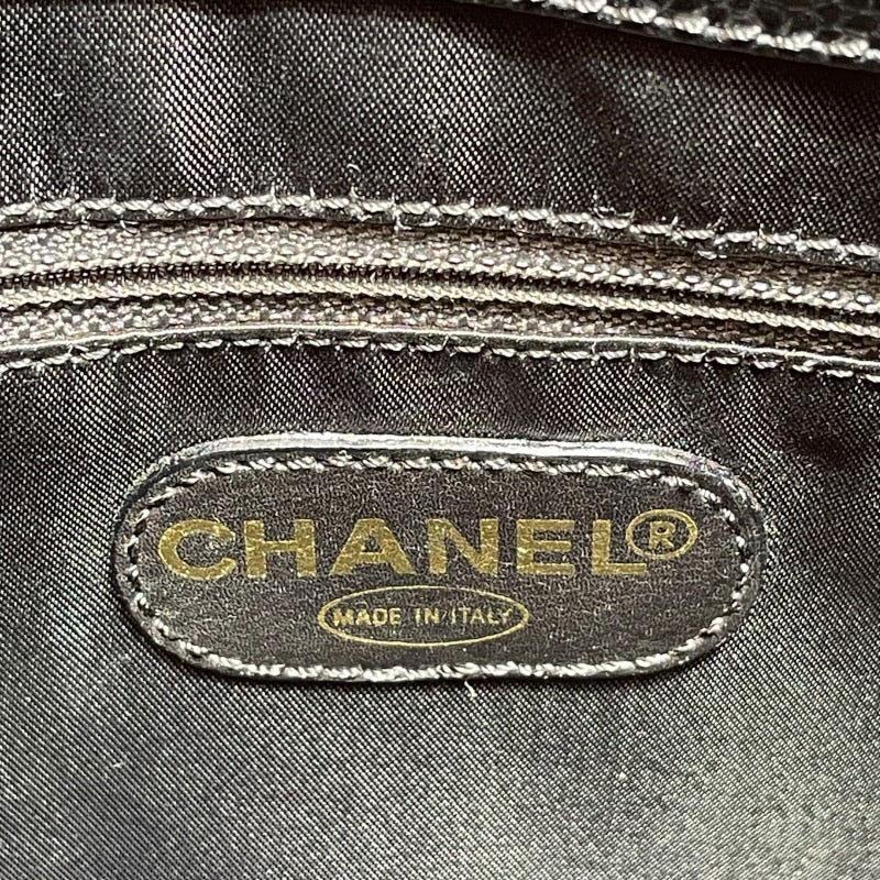 シャネル CHANEL ターンロック バーティカルトート 5番台 ブラック ゴールド金具 キャビアスキン レディース トートバッグ