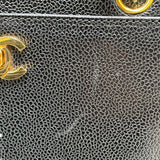 シャネル CHANEL ターンロック バーティカルトート 5番台 ブラック ゴールド金具 キャビアスキン レディース トートバッグ