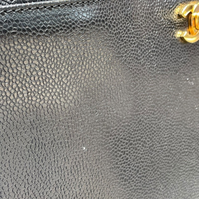 シャネル CHANEL ターンロック バーティカルトート 5番台 ブラック ゴールド金具 キャビアスキン レディース トートバッグ