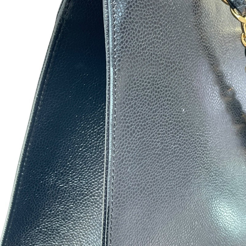 シャネル CHANEL ターンロック バーティカルトート 5番台 ブラック ゴールド金具 キャビアスキン レディース トートバッグ
