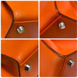 エルメス HERMES ミニケリー20 □D刻 オレンジ　シルバー金具 エバーカーフ レディース ショルダーバッグ