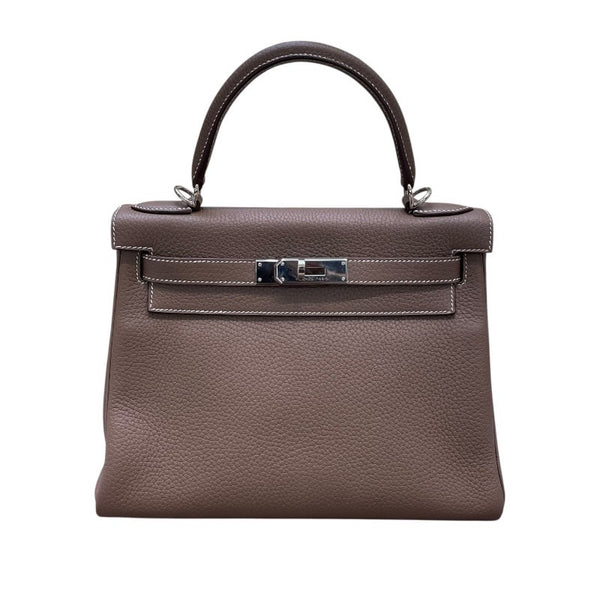 エルメス HERMES ケリー28 内縫い Y刻 エトゥープ/SV金具 トリヨン レディース ハンドバッグ