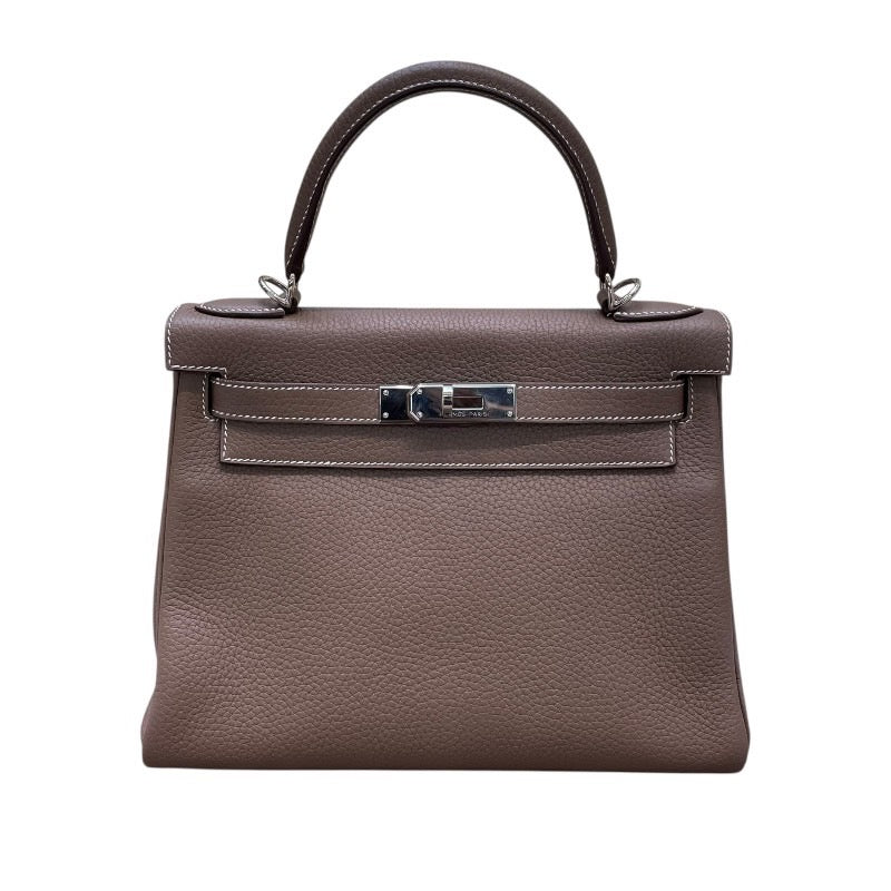 エルメス HERMES ケリー28 内縫い Y刻 エトゥープ/SV金具 トリヨン レディース ハンドバッグ