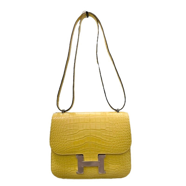 エルメス HERMES コンスタンス3ミニミロワール B刻 ミモザ シルバー金具 アリゲーターマット レディース ショルダーバッグ