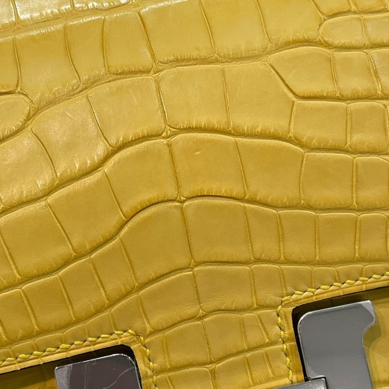 エルメス HERMES コンスタンス3ミニミロワール B刻 ミモザ シルバー金具 アリゲーターマット レディース ショルダーバッグ