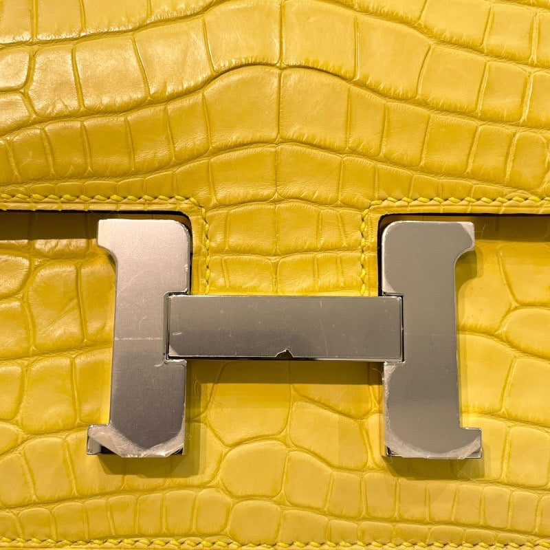 エルメス HERMES コンスタンス3ミニミロワール B刻 ミモザ シルバー金具 アリゲーターマット レディース ショルダーバッグ