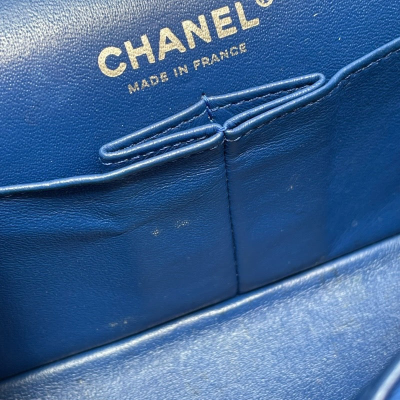 シャネル CHANEL ミニマトラッセ20 A69900 ブルー　シルバー金具 コットンジャージー レディース ショルダーバッグ