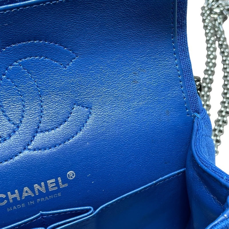 シャネル CHANEL ミニマトラッセ20 A69900 ブルー　シルバー金具 コットンジャージー レディース ショルダーバッグ