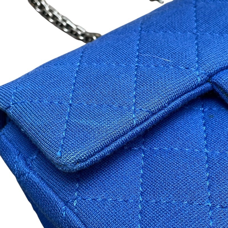 シャネル CHANEL ミニマトラッセ20 A69900 ブルー　シルバー金具 コットンジャージー レディース ショルダーバッグ