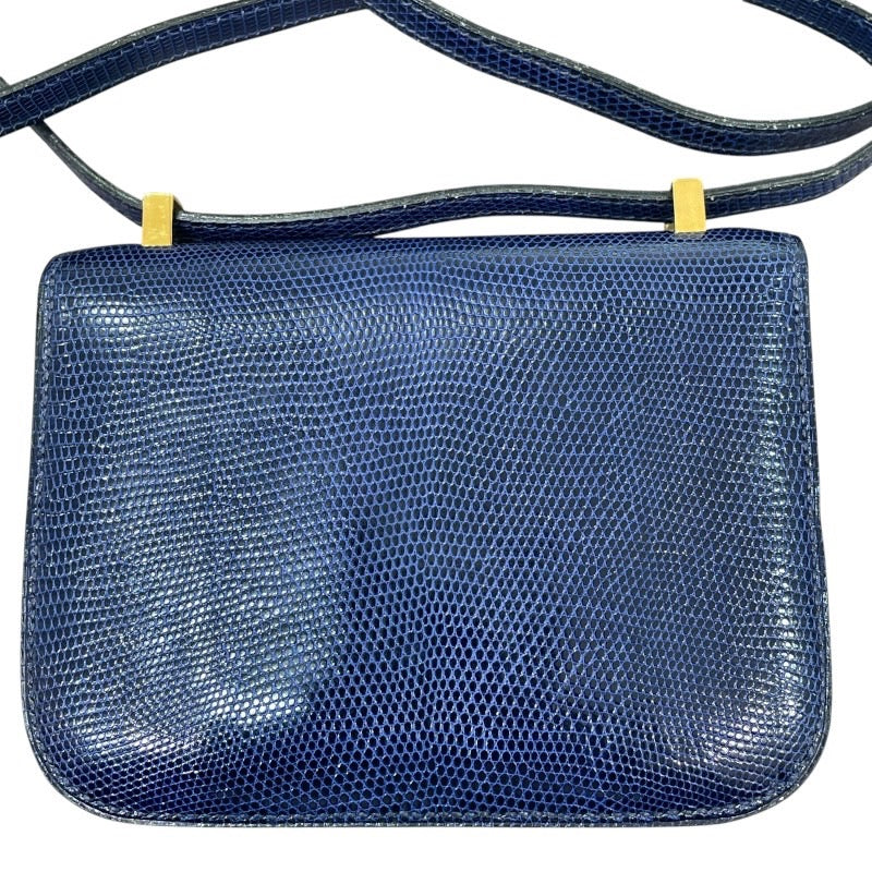 エルメス HERMES マイクロコンスタンスミニミニ 〇V刻 ブルーサフィール　GD金具 リザード ユニセックス ショルダーバッグ