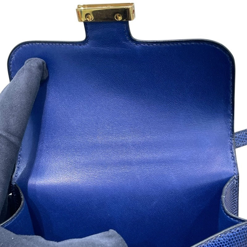 エルメス HERMES マイクロコンスタンスミニミニ 〇V刻 ブルーサフィール　GD金具 リザード ユニセックス ショルダーバッグ