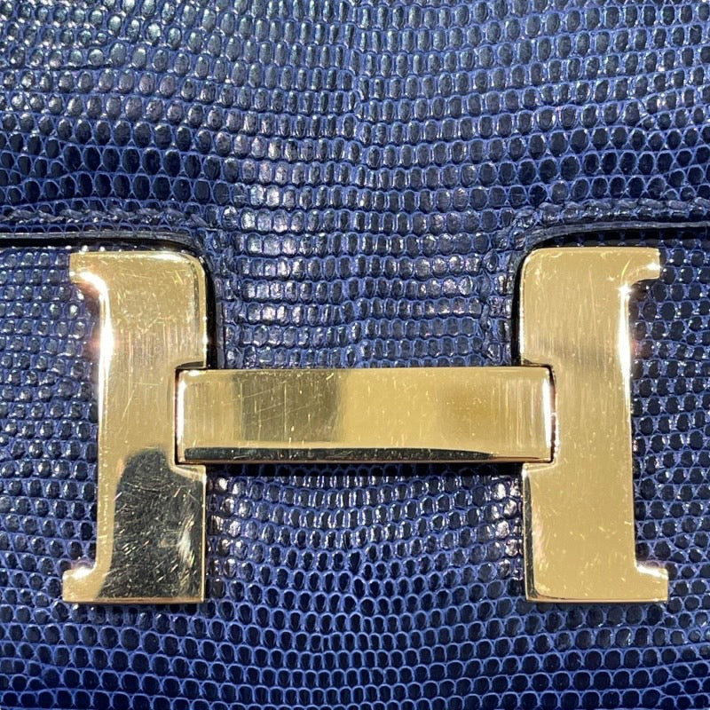 エルメス HERMES マイクロコンスタンスミニミニ 〇V刻 ブルーサフィール　GD金具 リザード ユニセックス ショルダーバッグ