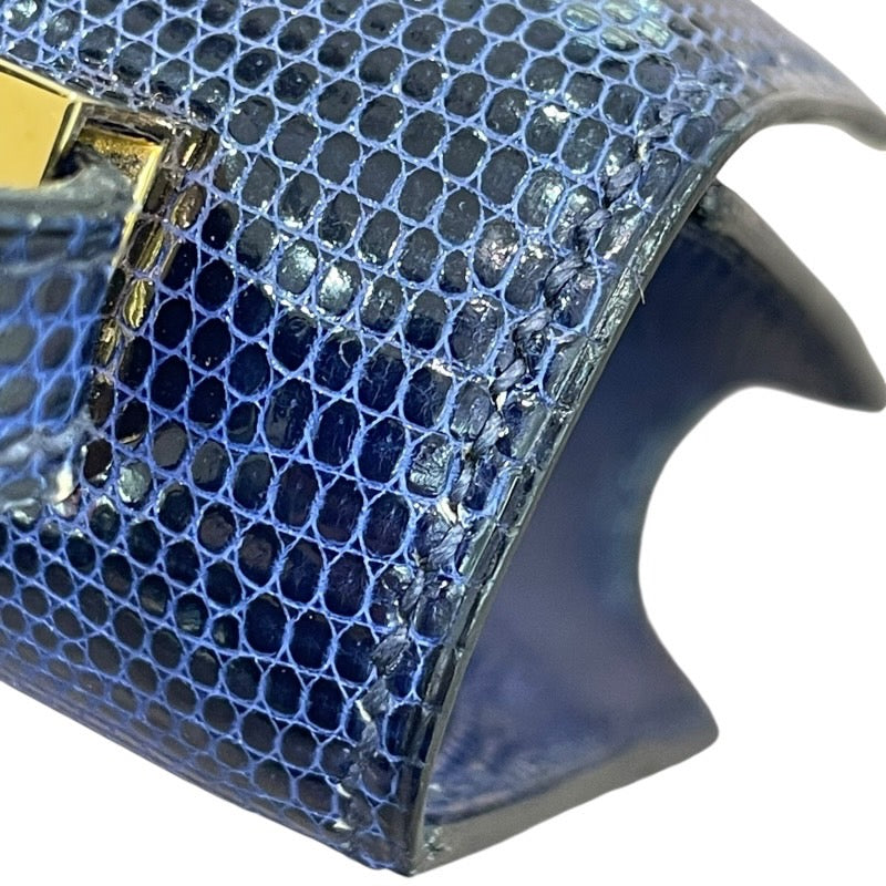 エルメス HERMES マイクロコンスタンスミニミニ 〇V刻 ブルーサフィール　GD金具 リザード ユニセックス ショルダーバッグ