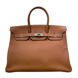 エルメス HERMES バーキン35 □I刻印 ゴールド シルバー金具 トゴ レディース ハンドバッグ