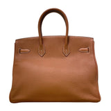 エルメス HERMES バーキン35 □I刻印 ゴールド シルバー金具 トゴ レディース ハンドバッグ