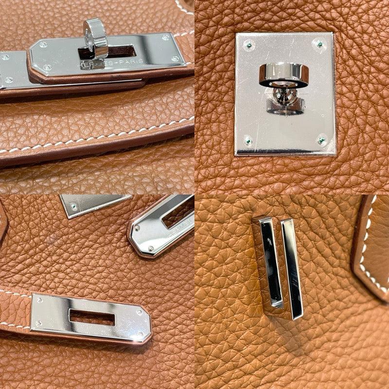 エルメス HERMES バーキン35 □I刻印 ゴールド シルバー金具 トゴ レディース ハンドバッグ