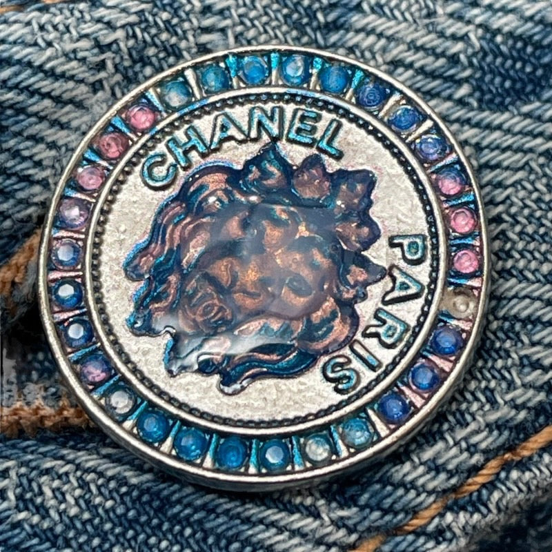 シャネル CHANEL カメリア総柄デニムロングコート P74515 ブルー コットン レディース その他アウター