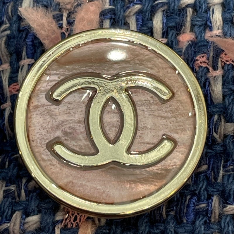 シャネル CHANEL ダブルツイードロングコート P74462 ブルー コットン レディース その他アウター