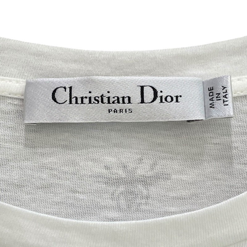 クリスチャン・ディオール Christian Dior プリントTシャツ 343T09A4501 ホワイト コットン85% リネン15% レディース 半袖Ｔシャツ