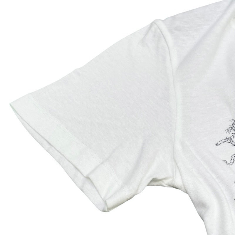 クリスチャン・ディオール Christian Dior プリントTシャツ 343T09A4501 ホワイト コットン85% リネン15% レディース 半袖Ｔシャツ