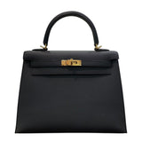 エルメス HERMES ケリー25 外縫い K刻印 ブラック ゴールド金具 エプソン レディース ショルダーバッグ