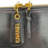 シャネル CHANEL ココマークチェーントートバッグ ブラック×ゴールドブラック金具 キャビアスキン レディース トートバッグ