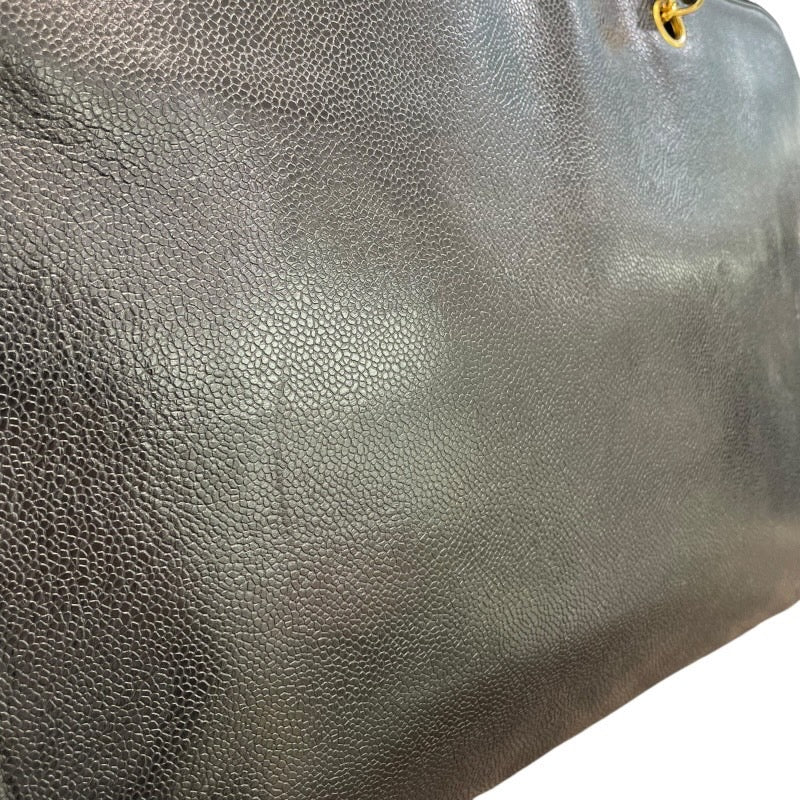 シャネル CHANEL ココマークチェーントートバッグ ブラック×ゴールドブラック金具 キャビアスキン レディース トートバッグ