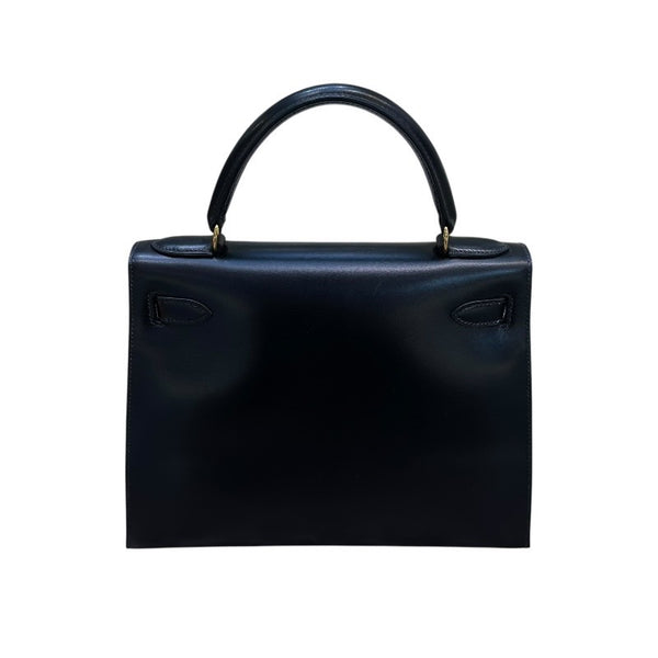 エルメス HERMES ケリー28 〇W刻 ブラック　GD金具 ボックスカーフ レディース ショルダーバッグ