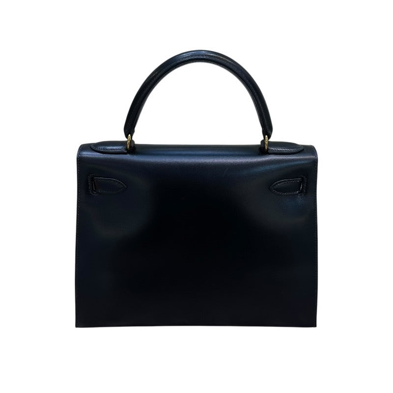 エルメス HERMES ケリー28 〇W刻 ブラック　GD金具 ボックスカーフ レディース ショルダーバッグ