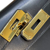 エルメス HERMES ケリー28 〇W刻 ブラック　GD金具 ボックスカーフ レディース ショルダーバッグ