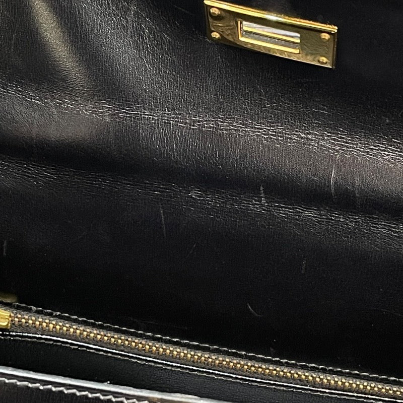 エルメス HERMES ケリー28 〇W刻 ブラック　GD金具 ボックスカーフ レディース ショルダーバッグ