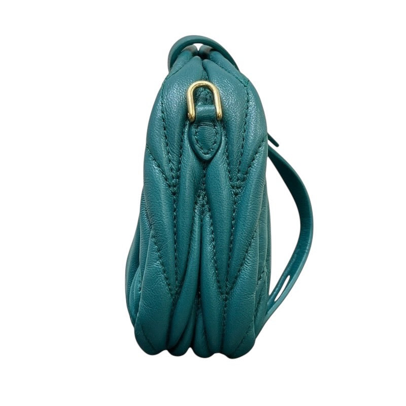 ミュウミュウ miu miu ワンダーマテラッセレザー ホーボーバッグ 5NR019 グリーン ラムレザー レディース ショルダーバッグ ポーチ