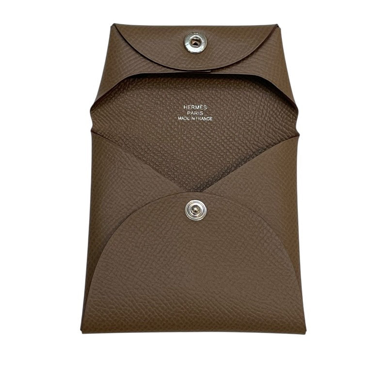 エルメス HERMES バスティア W刻印 エトゥープ シルバー金具 エプソン ユニセックス コインケース
