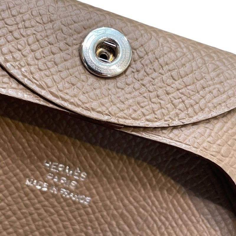 エルメス HERMES バスティア W刻印 エトゥープ シルバー金具 エプソン ユニセックス コインケース