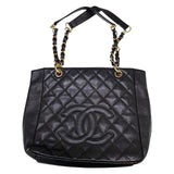 シャネル CHANEL PSTチェーントートバッグ A50994 ブラック ゴールド金具 キャビアスキン レディース ショルダーバッグ