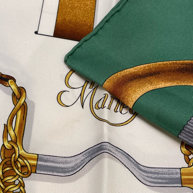 エルメス HERMES カレ90 大調教術 カーキ シルク100％ レディース スカーフ