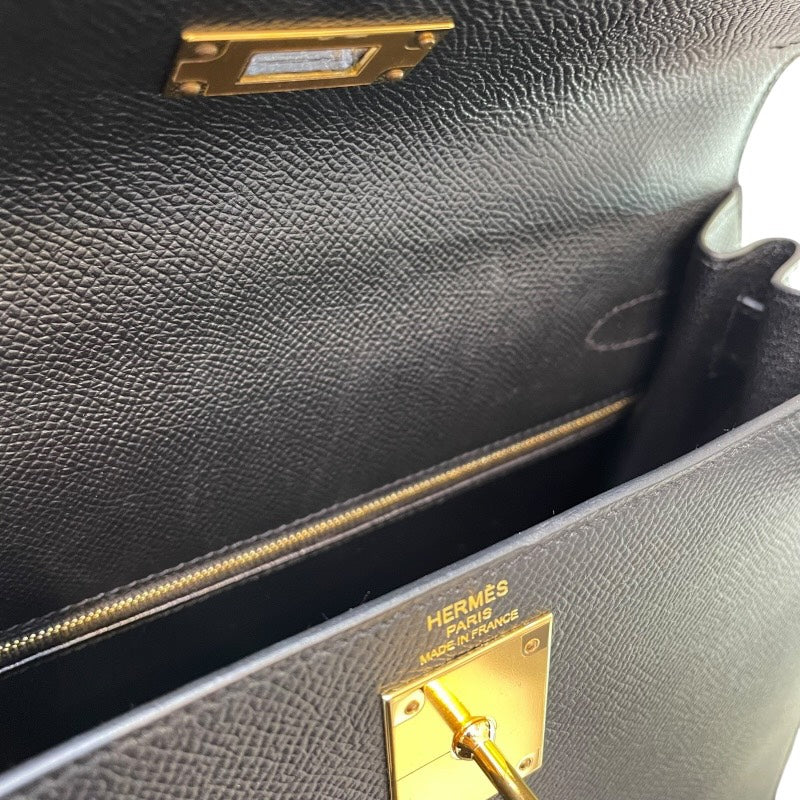エルメス HERMES ケリー28 外縫い C刻 ブラック GD金具 エプソン レディース ハンドバッグ