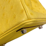 エルメス HERMES バーキン25 U刻 ジョーヌシトロオン・シルバー金具 オーストリッチ レディース ハンドバッグ