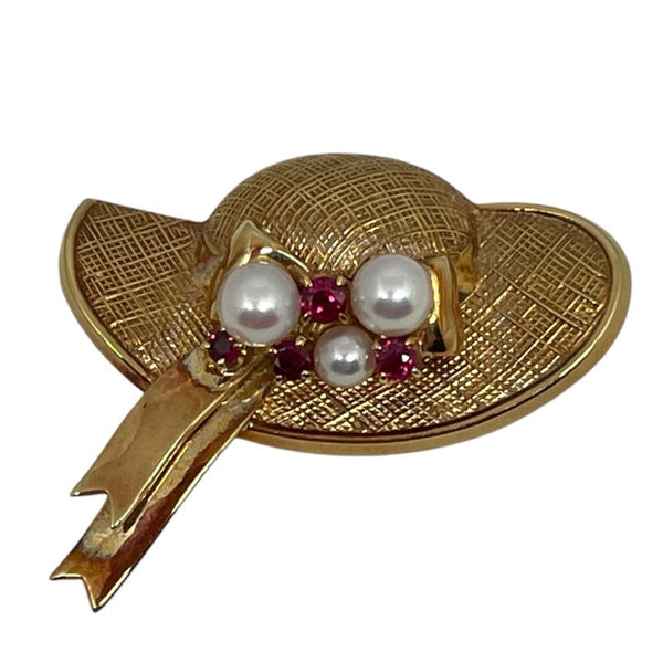 ミキモト MIKIMOTO 帽子ブローチ 750 ジュエリー