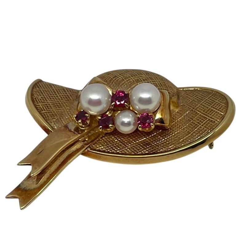 ミキモト MIKIMOTO 帽子ブローチ 750 ジュエリー