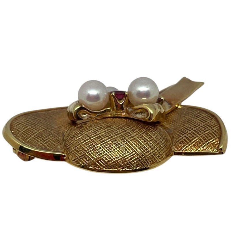 ミキモト MIKIMOTO 帽子ブローチ 750 ジュエリー