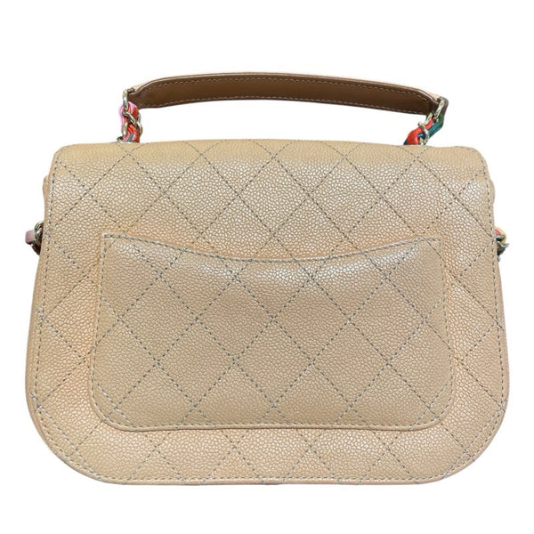 シャネル CHANEL マトラッセトップハンドルチェーンショルダー A93659 ベージュ　GD金具　 キャビアスキン レディース ショルダーバッグ