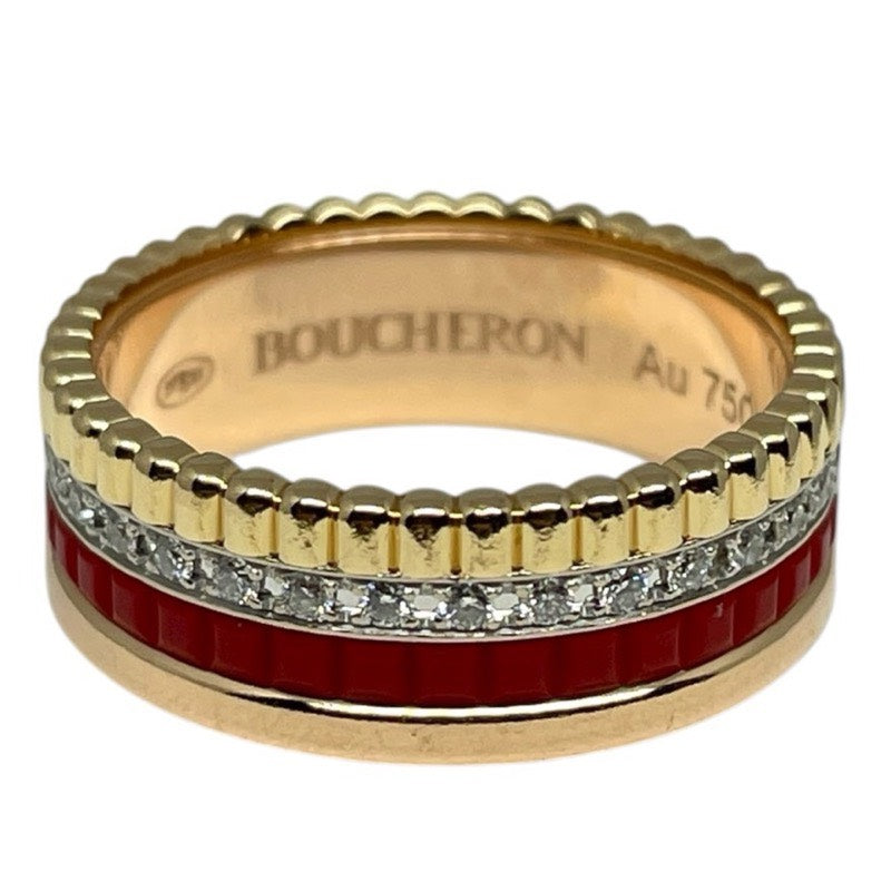 ブシュロン BOUCHERON キャトルレッド スモールリング K18ホワイトゴールド、イエローゴールド、ピンクゴールド、レッドセラミック ジュエリー