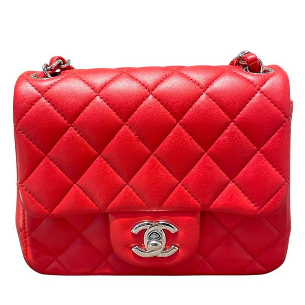シャネル CHANEL ミニマトラッセ18 A35200 レッド　SV金具 ラムスキン レディース ショルダーバッグ