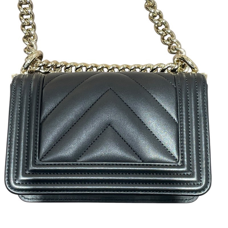 シャネル CHANEL ミニボーイシャネル15 Vステッチ A67364 ブラック/GD