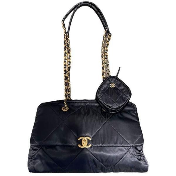 シャネル CHANEL ラージボーリングバッグ AS4776 ブラック　GD金具 ナイロン レディース トートバッグ