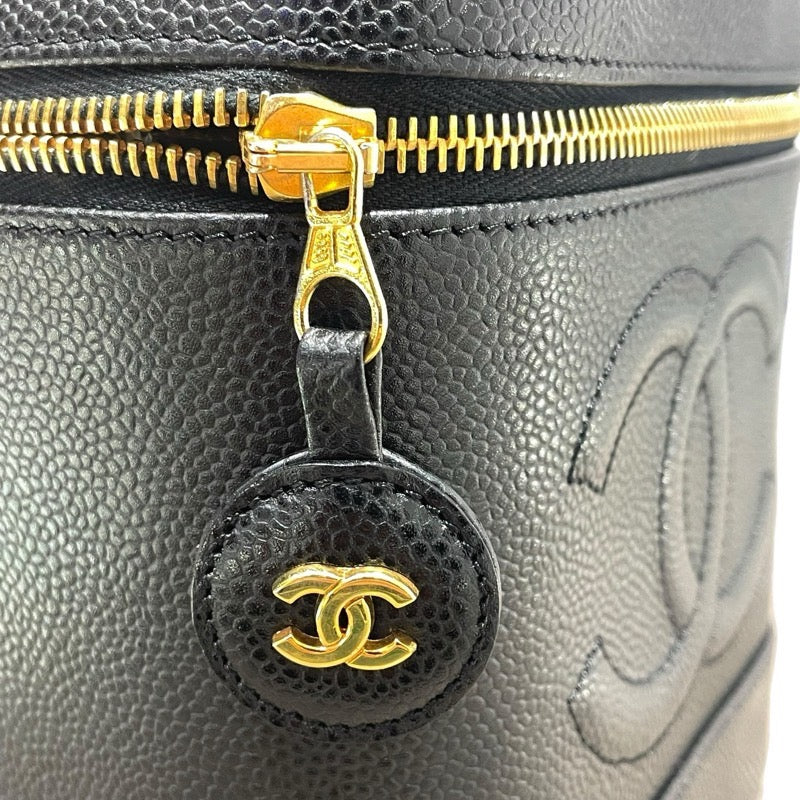 シャネル CHANEL バニティバッグ A01998 ブラック　GD金具 キャビアスキン レディース ハンドバッグ