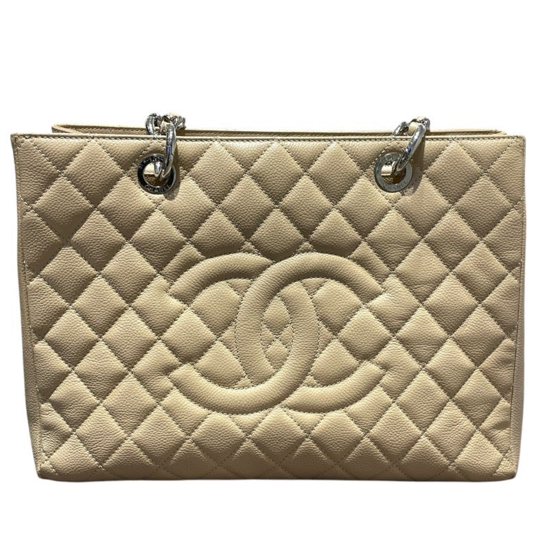 シャネル CHANEL GSTトートバッグ A50995 ベージュ　SV金具 キャビアスキン レディース トートバッグ