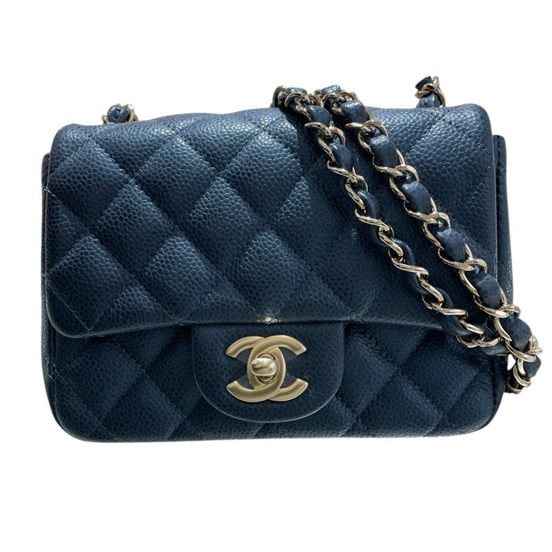 シャネル CHANEL ミニマトラッセ18 A35200 ネイビー　GD金具 キャビアスキン レディース ショルダーバッグ